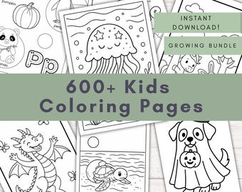 Kids Coloring Pages - 600+ Preschool and Toddler Art Printables Digital Download