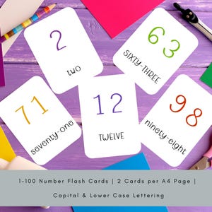 Cartões de números de 1 a 100 - Pacote de cartões de memória flash para crianças pequenas, cartões de memória flash numéricos para crianças, download digital de recursos educacionais pré-escolares