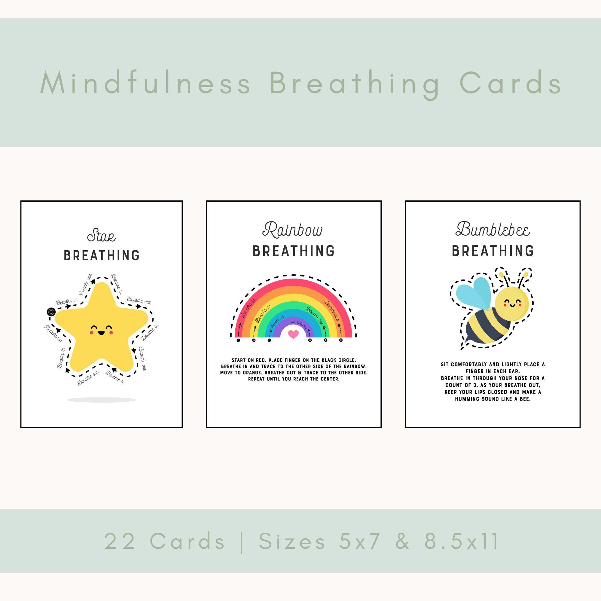 Mindfulness Breathing Cards for Kids Finger Breathing Calming Corner ...
