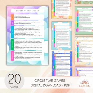 Circle Time Games & Activities for Preschool | 20+ Printable Group Time Activities | Early Learning PDF | Classroom, Daycare, Homeschool