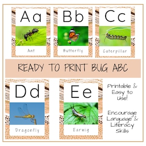 A-Z Alphabet Karteikarten mit natürlichem Hintergrund | Montessori inspiriertes Vorschullernen | Druckbare Wand Dekor | Frühe Jahre