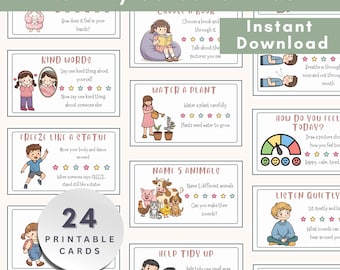 Activity Cards – Preschool Movement, Calm and Learning Prompts for Kids | Printable Brain Break & Boredom Buster Cards for Home or Classroom