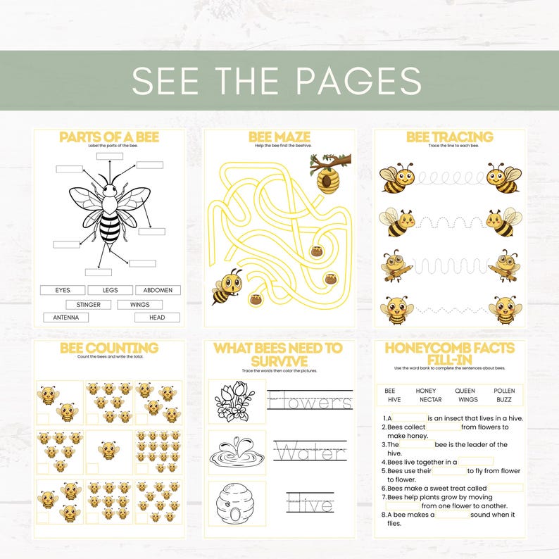 Bee Activity Bundle for Kids, Bee Unit Study Homeschool, Preschool ...