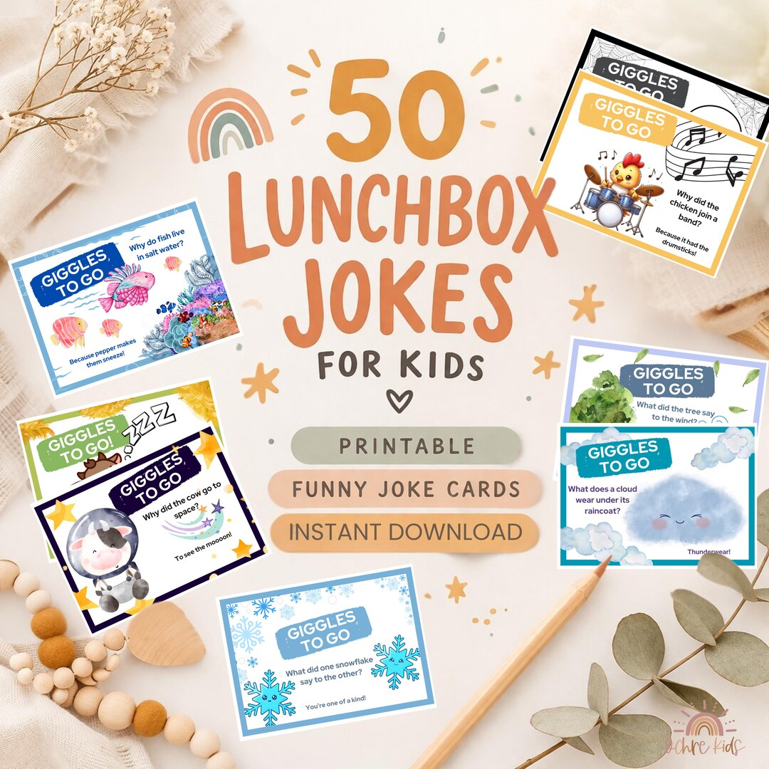 Lunchbox Notes for Kids Printable – 50 Funny Joke Cards, Kids Lunch Box ...