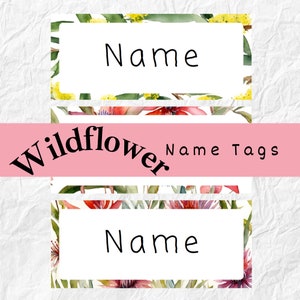 CLASSROOM NAME Tags Wildflower Editable Desk Plates Printable Name Plates
