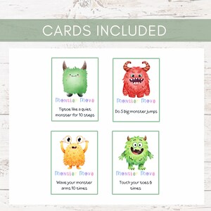 Monster Movement Cards for Kids | Preschool Brain Break Activity | Gross Motor Game for Classroom & Home | Indoor Energy Release Printable