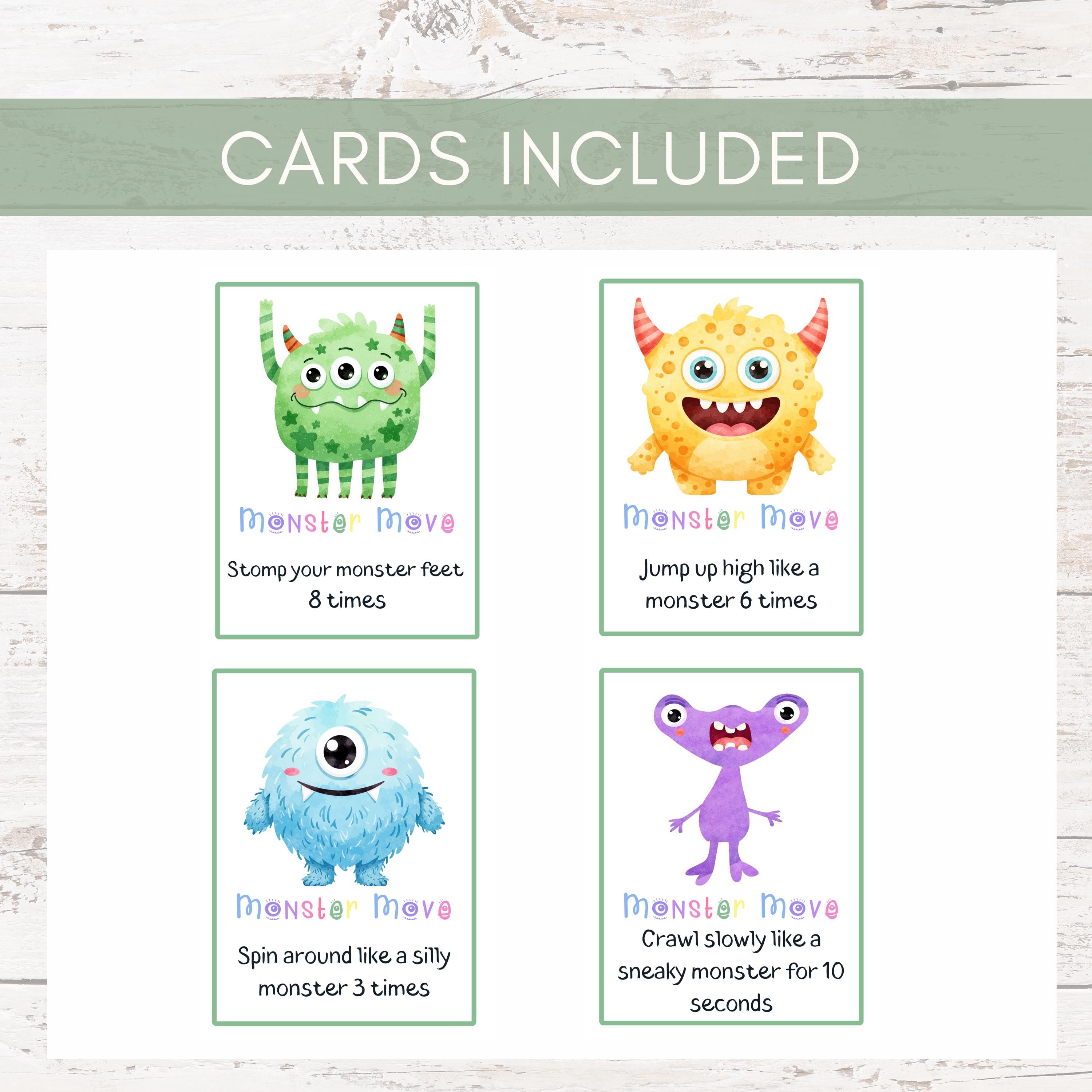 Monster Movement Cards for Kids | Preschool Brain Break Activity ...