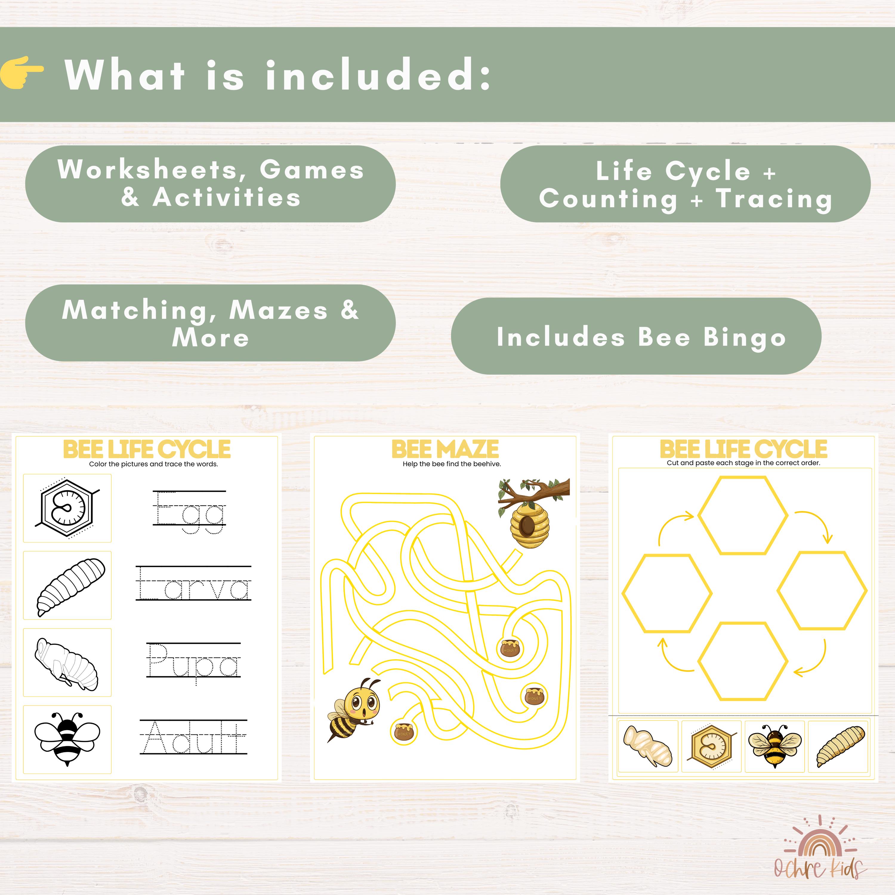 Bee Activity Bundle for Kids, Bee Unit Study Homeschool, Preschool ...