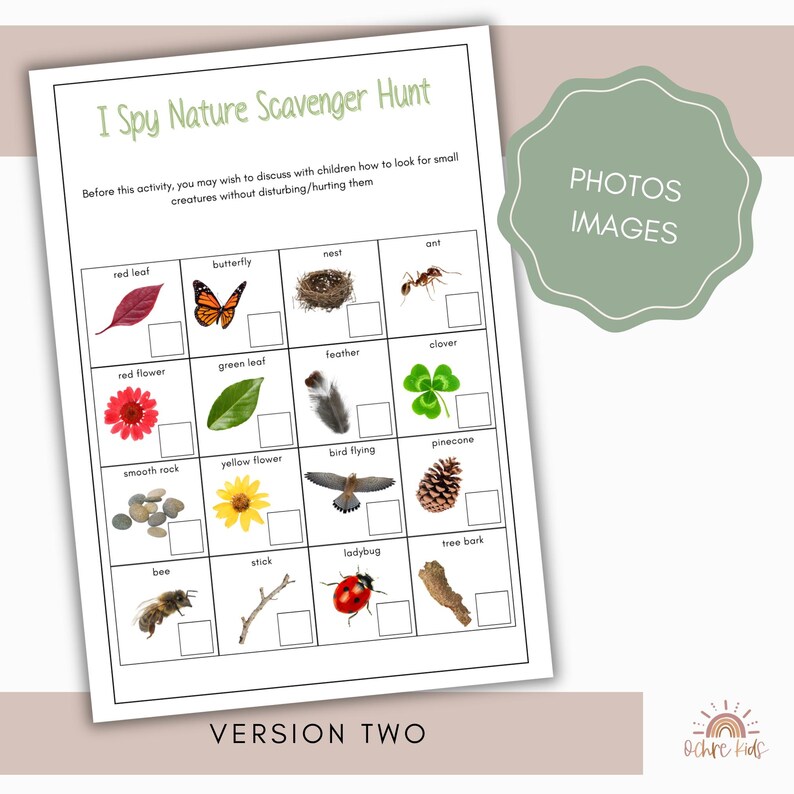 Nature Scavenger Hunt: I Spy Printable for Kids (PDF) - Etsy