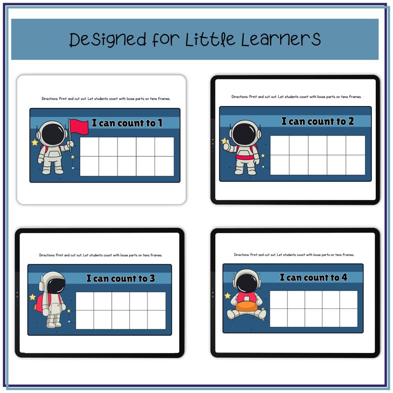 Ten Frames Activity Printable, Ten Frame Math, Learn to Count, Space ...