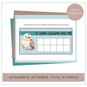 Cartes de maths imprimables sur le thème de la petite enfance sur le thème des animaux de la forêt, ressource d'apprentissage préscolaire 1 à 10 sens du nombre, outil pour professeur de calcul