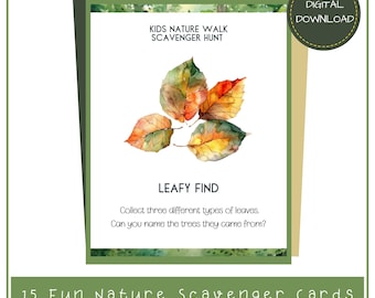 Nature Scavenger Hunt Cards: Forest School Outdoor Activity (Digital Download)