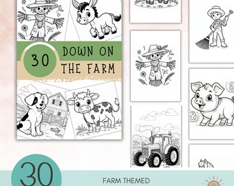 Dibujos para colorear de animales de granja: Actividad para niños de preescolar (Descarga digital en PDF A4)