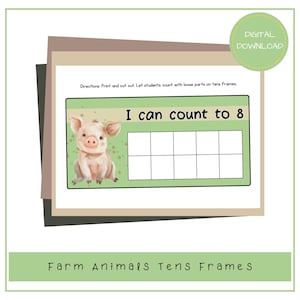 Cartes de maths imprimables sur le thème de la petite enfance sur le thème des animaux de la ferme, ressource d'apprentissage préscolaire 1 à 10 sens des nombres, ressource pour professeur de calcul