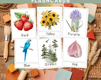 Nature Color Flashcards | Montessori Learning, Canva Template (Digital Download)