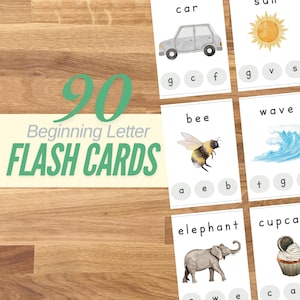 Tarjetas de 90 letras para niños, tarjetas imprimibles con clip para principiantes