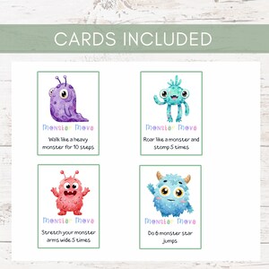 Monster Movement Cards for Kids | Preschool Brain Break Activity | Gross Motor Game for Classroom & Home | Indoor Energy Release Printable