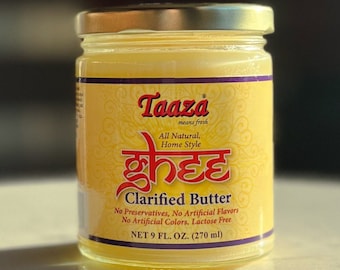 Ghee, Pure 100% Fresh, Clarified Butter, 9oz Glass Jar, Farm to Table, Keto friendly, Lactose free, Homestyle, Oil