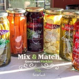 Gourmet Pickles, 2 Pack with extra FREE MYSTERY PICKLE, Custom Farm Fresh, Family Recipe, Handcrafted Pickled Vegetables, 16oz Glass Jars
