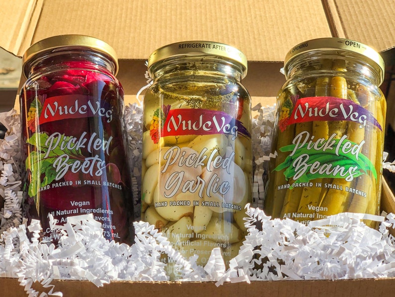 Gourmet Pickle Gift Box, Personalized Gift for Foodie, Pickle Lover, Birthday, Anniversary, 16oz Glass Jars image 1