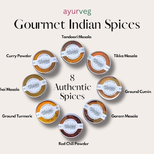 Gourmet Indian Spice Sampler, 8 Aromatic Flavors For Cooking