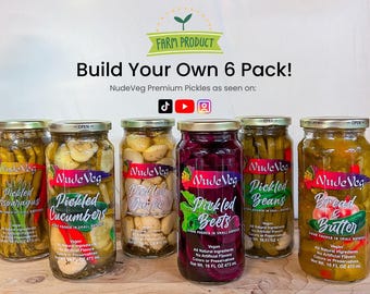 Gourmet Pickled Vegetables, Custom 6 Pack bundle, Small Batch, Family Recipe, 16oz Glass Jars