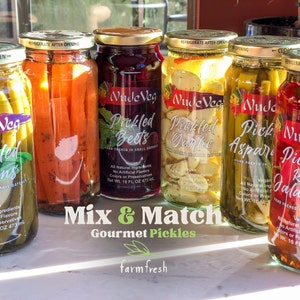 Gourmet Pickles, Custom 2 Pack bundle with extra MYSTERY pickle, Farm Fresh, Family Recipe, Pickled Vegetables, 16oz Glass Jars