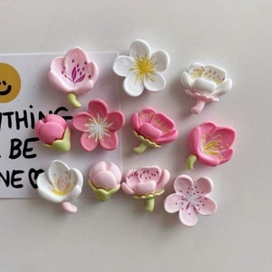 Imán de flores para el refrigerador. 12 piezas, lindos imanes, decoración floral. Imán para la cocina, imán para la oficina