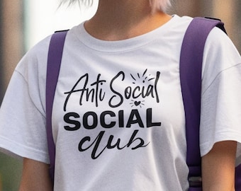 Camiseta del club social antisocial, camiseta unisex de algodón grueso.
