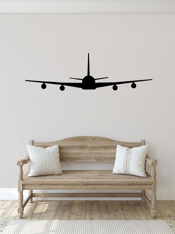 Boeing 707 Aircraft Black And White Silhouette