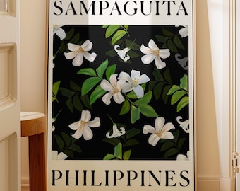 Grafika kwiatowa Sampaguita: filipiński wystrój domu (pobranie cyfrowe)