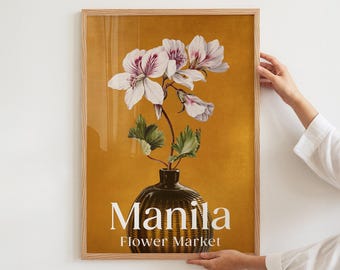 Manila Flower Market Print, Philippines Wall Art, Filipino Home Decor, Orchids Flower Plant, Vintage Pinoy Art Print
