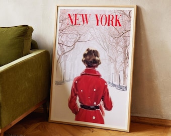 Winter New Yorker Print: Fashion Magazine Wall Art, Girly Room Decor (Digital Download)