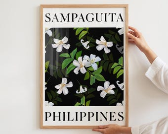 Sampaguita Flower Print, Filipino Art Print, Philippines Painting, Botanical Wall Art, Filipino Culture Art