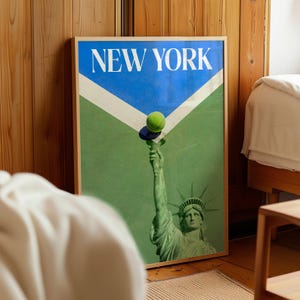 Póster de tenis, impresión de Grand Slam, impresión artística de cancha de tenis, decoración de apartamento en Nueva York, decoración de pared deportiva, descarga digital