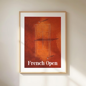 French Open Tennisplatz Poster, Grand Slam Poster, Luftsportfotografie, Tennis ästhetisches Dekor, Geschenk für Tennisliebhaber
