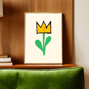 Stampa artistica di graffiti con fiori a corona: Pop art floreale astratta (download digitale)