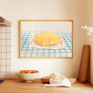 Butter Art Print, Vintage Kitchen Art, Butter Painting, Still Life Print, Cottagecore Food Painting, Irish Butter Art