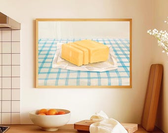Vintage Butter Still Life Art Print: Cottagecore Kitchen Decor (Digital Download)