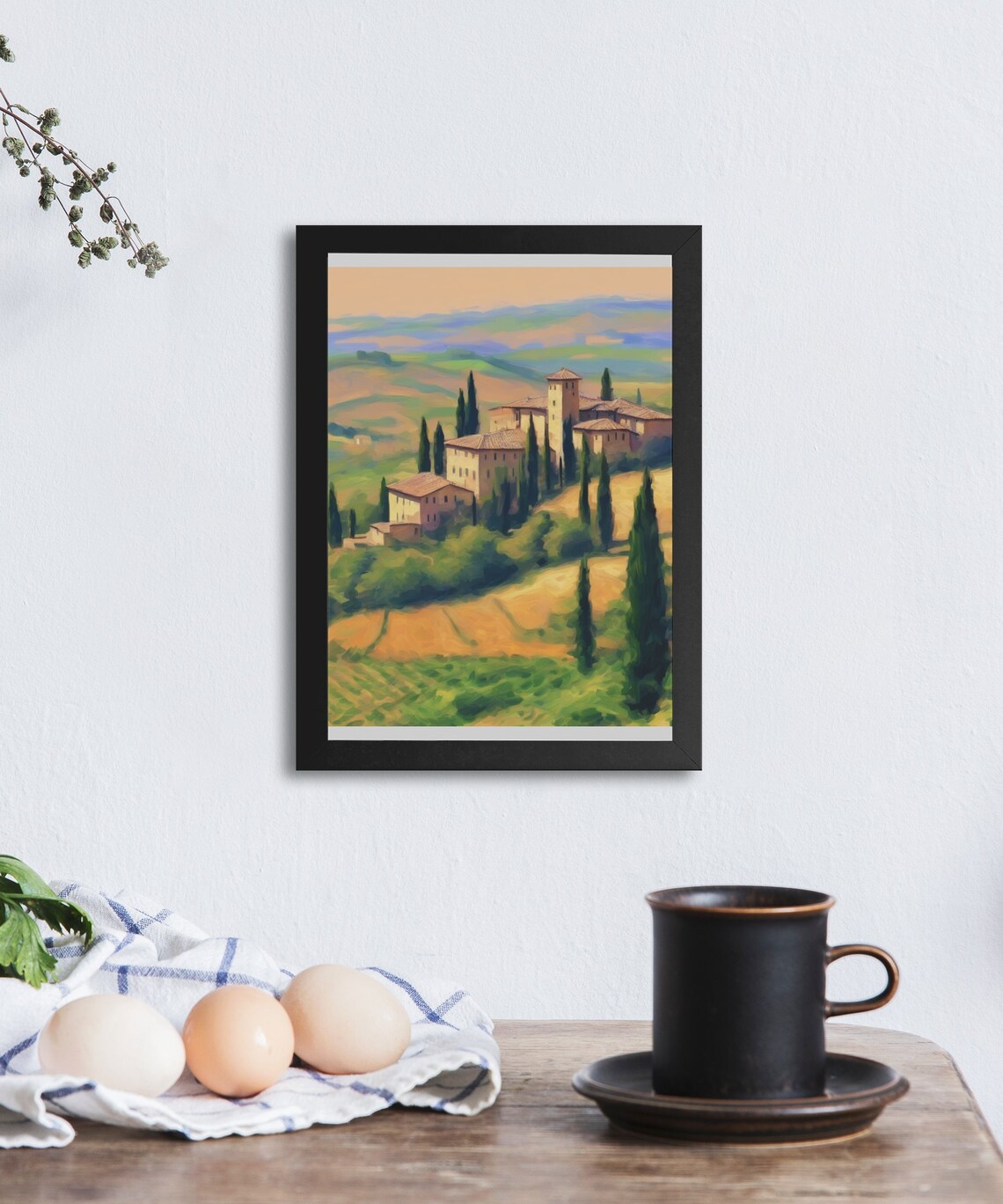 Scenic Tuscany Landscape Digital Art Print, Italian Countryside Wall ...