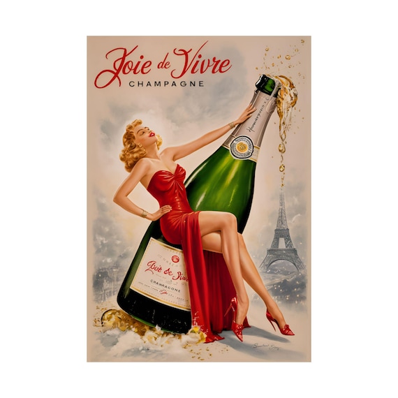 ヴィンテージシャンパンポスター：パリの貴婦人、1940年代のレトロな