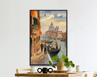 Venice Gondola Ride Digital Print, Italian Canal Art, Downloadable Wall Art, Venice Street Scene, Digital Art Print, Instant Download