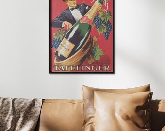 ヴィンテージ テタンジェ シャンパン ポスター：クラシックなワイン