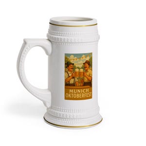 Personalized Oktoberfest Beer Stein Mug: German Collectible with Gold Details