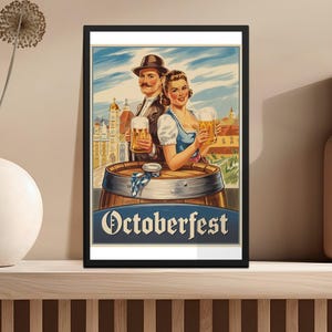 Vintage Octoberfest Poster Digital Download, Oktoberfest Digital Art Print, German Beer Festival Wall Decor, Instant Downloadable Art