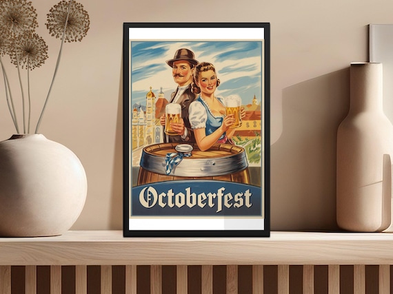 Vintage Oktoberfest Poster: German Beer Festival Art (Digital Download)