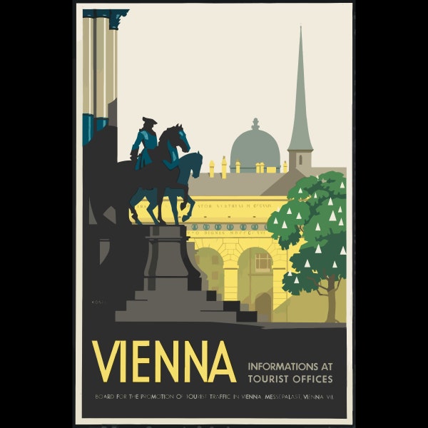 Vintage Vienna Travel Poster Art, Digital Download, Classic Euro Cityscape Wall Decor