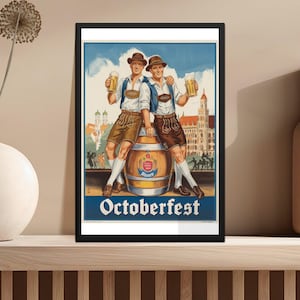 Vintage Oktoberfest Poster Digital Download, Beer festival wall art, Bavarian celebration print, Instant download decor, Bar room poster