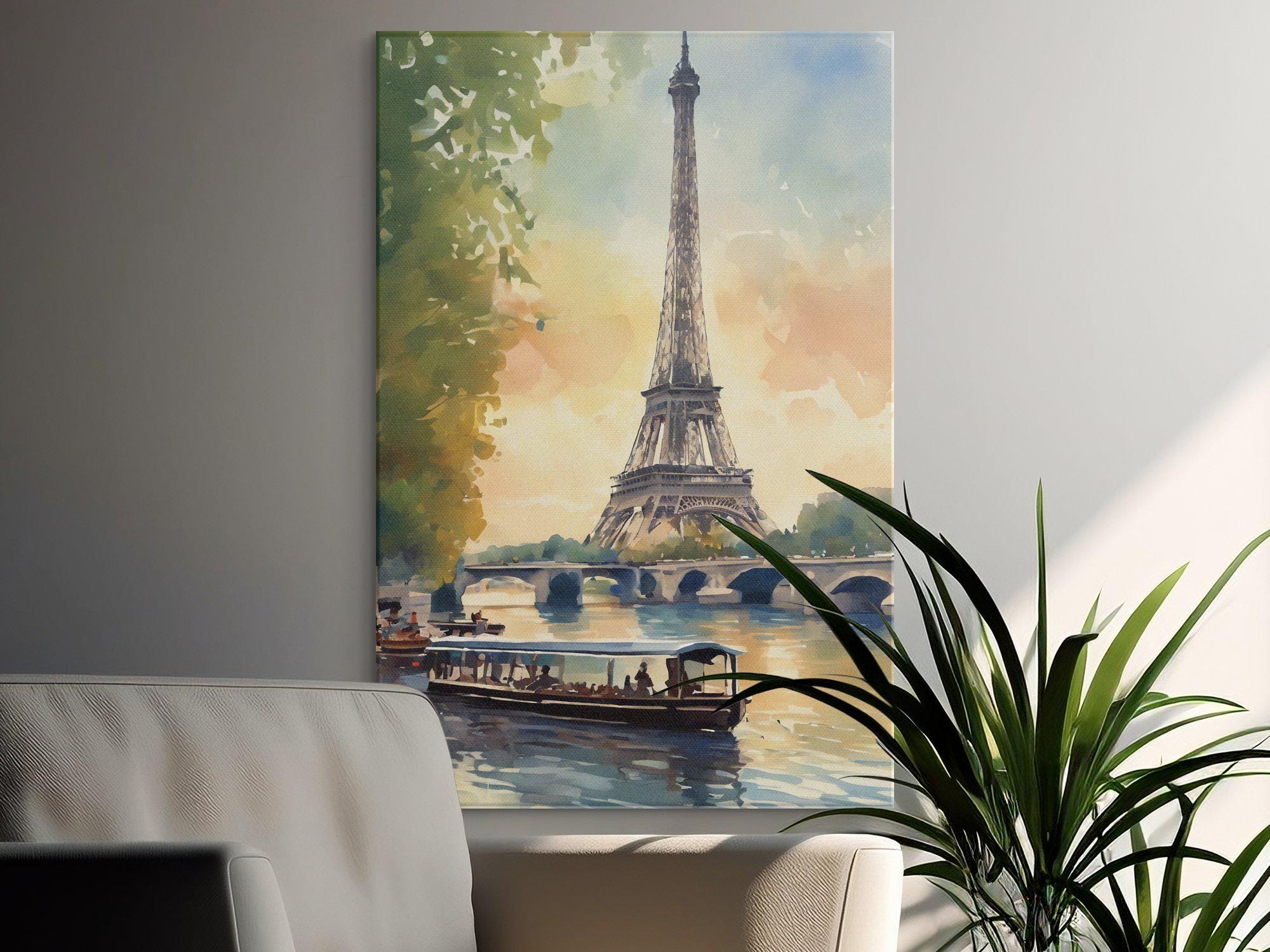 Vintage Paris Eiffel Tower Watercolor Art Print (Digital Download)