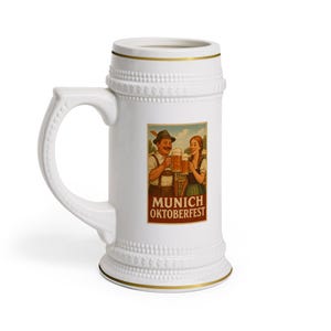 Beer Stein Mug - Classic Oktoberfest Design, Beer Lover&#39;s Mug, Bar Decor, Gift for Him, Oktoberfest Mug, Beer Mug Gift
